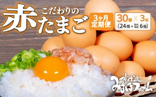 【3カ月定期便】 京都 こだわり卵 赤たまご 30個 (24個＋卵割れ保証6個) 国産 卵 たまご タマゴ 鶏卵 鶏 卵黄 定期便 定期 新鮮卵 セット 卵定期便 たまご定期便 3回 3か月 3ヶ月 卵料理 卵かけごはん 卵焼き 玉子焼き 人気 ランキング 京丹波町