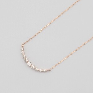 K18PG 0.1ct ダイヤモンド アーチペンダントネックレス　FHH-019834