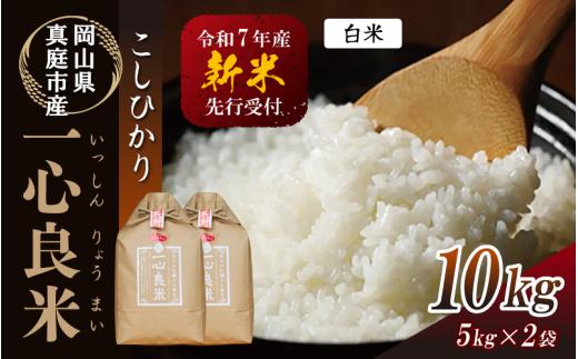 【令和7年産】 真庭市産コシヒカリ 米ぬか 牡蠣栽培米 『 一心良米 』白米 10kg (5kg×2袋） / お米 いっしんりょうまい 岡山県 こしひかり 人気 ブランド 新米 2025年産 【tkns010-01】