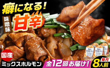 【12回定期便】 「元祖みたけとんちゃん」 昔ながらのミックスホルモン 4袋（8人前） / モツ もつ レバー ホルモン / 御嵩町 / 藤よし[AVAA090]