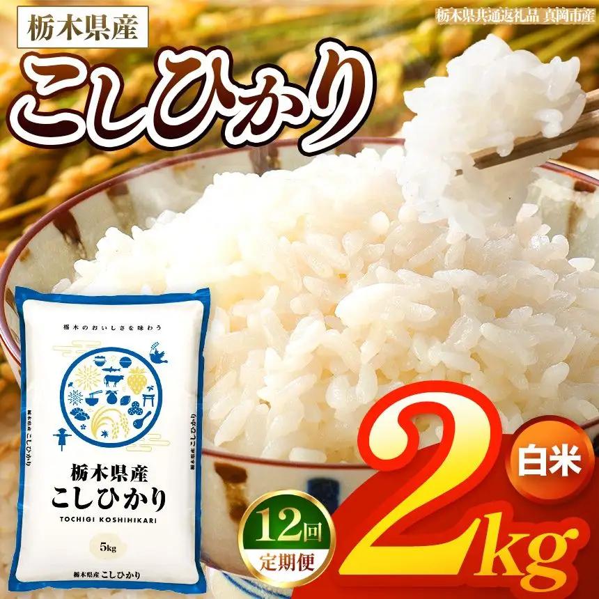 【令和8年産 新米】 【定期便12回】栃木県産 お米 こしひかり　（白米） 2kg 【2026年秋以降発送 】 |  栃木県 矢板市 【栃木県共通返礼品 真岡市産】