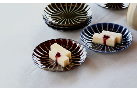 【美濃焼】ぎやまん陶 銘々皿5枚セット 利休グリーン（同色5枚セット）【カネコ小兵製陶所】【TOKI MINOYAKI返礼品】食器 小皿 プレート ケーキ皿 取り皿 ランチ ディナー 緑 グリーン お