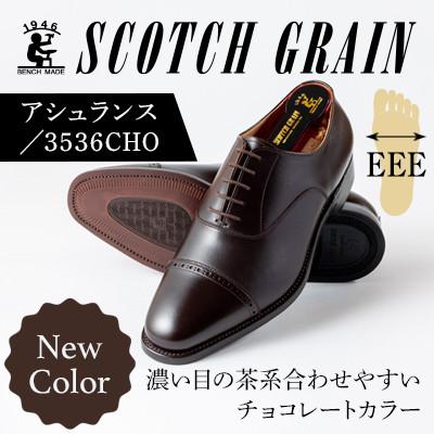 ふるさと納税 墨田区 スコッチグレイン「アシュランス」No3536 チョコ 24.5cm EEE 紳士[56197731]