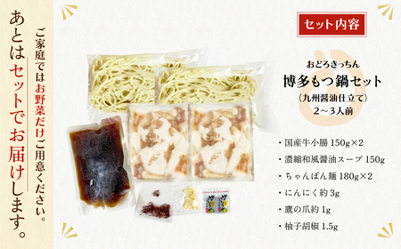 W69-01 おどろきっちん 博多もつ鍋セット(九州醤油仕立て) 2～3人前