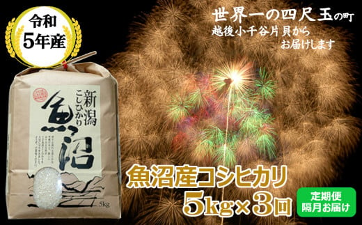 r05-30-7K ＜令和5年産＞魚沼産コシヒカリ定期便 5kg×3回（隔月お届け）【米萬】白米 魚沼 米 定期便