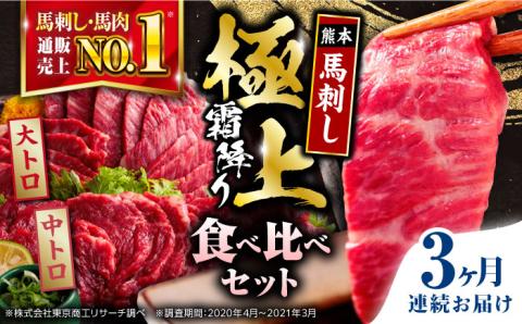 【全3回定期便】熊本県産 馬刺し 計500g ( 大トロ 200g 霜降り 300g ) 専用醤油付き 熊本 国産 冷凍 馬肉 馬刺 ヘルシー 定期【株式会社 利他フーズ】[YBX016]