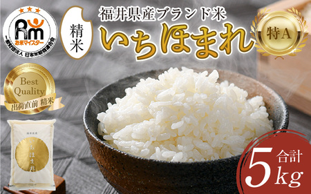 【令和7年産・新米】いちほまれ 精米 5kg×1袋《お米マイスターが発送直前に精米！》 ／ 福井県産 ブランド米 ご飯 白米 新鮮 [aw064-a015]