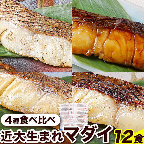 【ふるさと納税】近大生まれマダイ 焼味4種 食べ比べセット 12食(4種×3食入り) アーマリン近大 《90日以内に出荷予定(土日祝除く)》和歌山県 日高町 鯛 真鯛 惣菜 レトルト 西京焼き 塩焼き 照り焼き 照焼 柚庵焼き 焼き魚 おかず お弁当