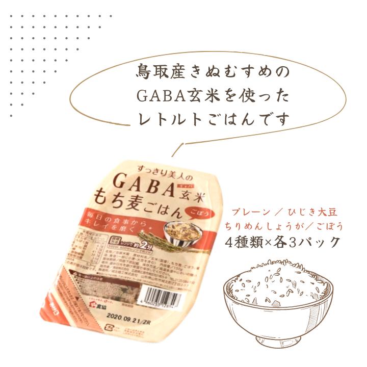 GABA玄米もち麦パックごはん 4種類×各3 計12パック 鳥取産きぬむすめ JA 0589