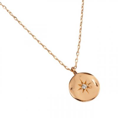 ふるさと納税 甲府市 【K18PG】太陽モチーフ 一粒ダイヤモンド メンズネックレス　J-400 |  | 01