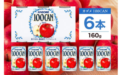 カゴメ 100CAN 160g × 6缶 濃縮還元 アップルジュース 100％ ジュース りんごジュース フルーツジュース 砂糖不使用 果汁 林檎 りんご アップル 飲料 かごめ ドリンク フルーツ 果物 お取り寄せ ギフト 差し入れ 缶ジュース KAGOME 送料無料 那須塩原市 ns038-007