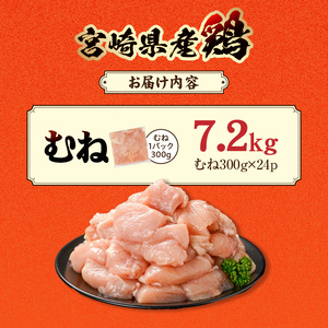 宮崎県産鶏むね肉7.2kg!カット済!_19H-84-005-7200g_(都城市) 宮崎県産鶏 むね肉 カット済 唐揚げ チキン南蛮 親子丼
