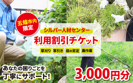 シルバー人材センター利用割引チケット 3000円 | 草刈り 掃除 プレゼント サービス 代行 建物 敷地 実家 自宅 除草 報告 写真 奈良県 五條市