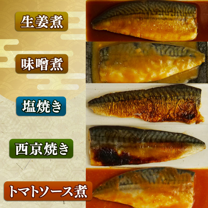 サバ 鯖 焼き魚 煮付け 5種 13枚 バラエティ セット レンジ 湯せん 簡単 調理 塩焼き 西京漬け 生姜煮 味噌煮 トマト煮 まるが水産 沼津 静岡