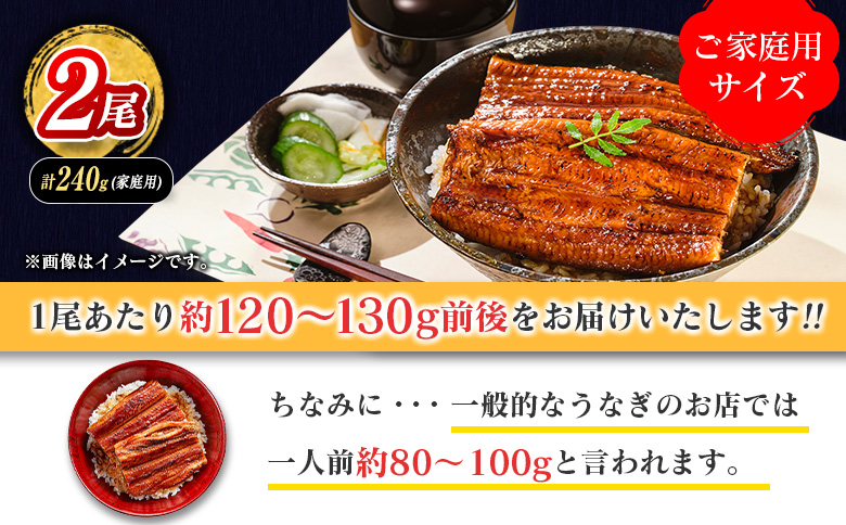 ＜2025年12月お届け＞うなぎ 鰻楽 国産 蒲焼 ご家庭用 2尾 計240g以上（120g×2尾）おすすめ 冷凍 簡単調理 個包装 鰻 魚介【B666-2512】 2025年12月お届け
