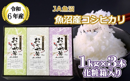 JA14P315 令和6年産魚沼産コシヒカリ1kg×3本 化粧箱入り（JA魚沼）白米 魚沼 米