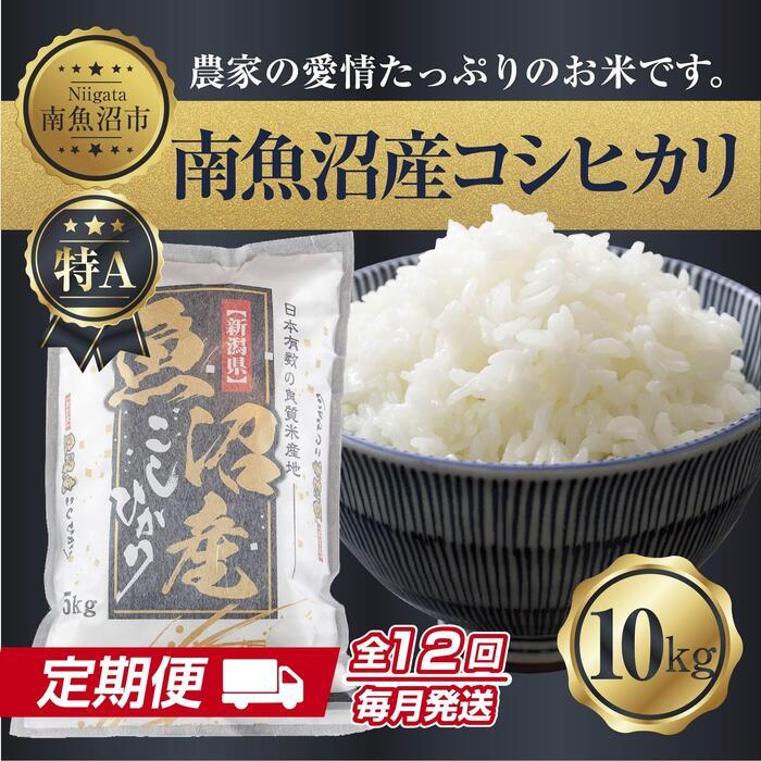 【ふるさと納税】【定期便】 新潟県 南魚沼産 コシヒカリ お米 10kg×計12回 精米済み 年間 毎月発送 こしひかり（お米の美味しい炊き方ガイド付き）【2025年10月中旬より順次発送予定】 | お米 こめ 白米 コシヒカリ 食品 人気 おすすめ 送料無料 魚沼 南魚沼
