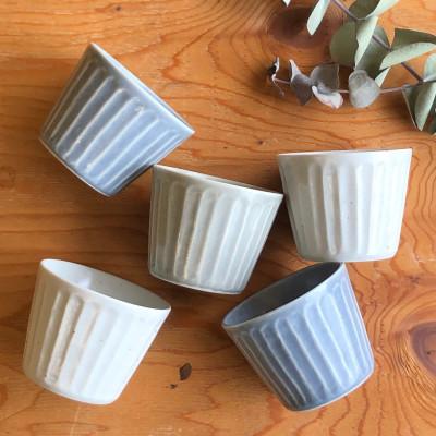 ふるさと納税 瑞浪市 【美濃焼/みずなみ焼】北欧風食器 しのぎマルチカップ5個セット 180cc(Sadeあめ) 山喜製陶 |  | 01