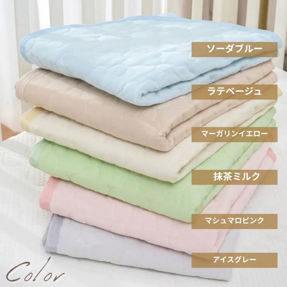 綿100％ ぷくぷくキルト イブル風 敷パッド置きパッド ゴムなし 70×120cm【抹茶ミルク】 ｜ 寝具