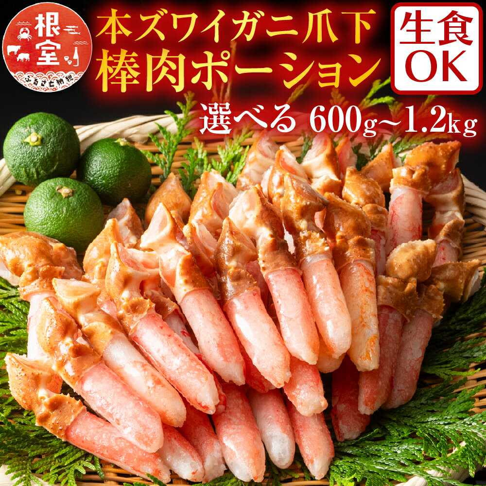 【ふるさと納税】 生食用本ズワイガニ爪下棒肉ポーション 選べる 600g 1.2kg ずわいがに ズワイ ずわい ズワイ蟹 ずわい蟹 かに カニ 蟹 お取り寄せ グルメ 海鮮 刺身 かにしゃぶ ステーキ 北海道 根室市 ふるさと納税