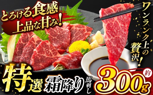 特選 霜降り 馬刺し ブロック 約 300g タレ付き   | 熊本県 熊本 くまもと 和水町 なごみ 馬肉 日本原産 国内肥育 小分け 冷凍