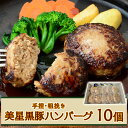 【ふるさと納税】豚 豚肉 黒豚 美星満天豚 ハンバーグ 豚ハンバーグ 豚肉ハンバーグ 粗びき 手作り おかず 惣菜 冷凍 ブランド 肉 贈り物 ギフト プレゼント 岡山県 美星町 国産【美星満天豚使用】黒豚手捏ね粗挽きハンバーグ 10個（生ハンバーグ）