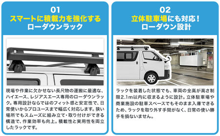 ローダウンラック トヨタ ハイエース・レジアスエース 200系 標準ボディ 標準ルーフ用 BU700 株式会社カーメイト《7-14日以内(土日祝除く)》 茨城県 結城市 車 カー用品【配送不可地域あり