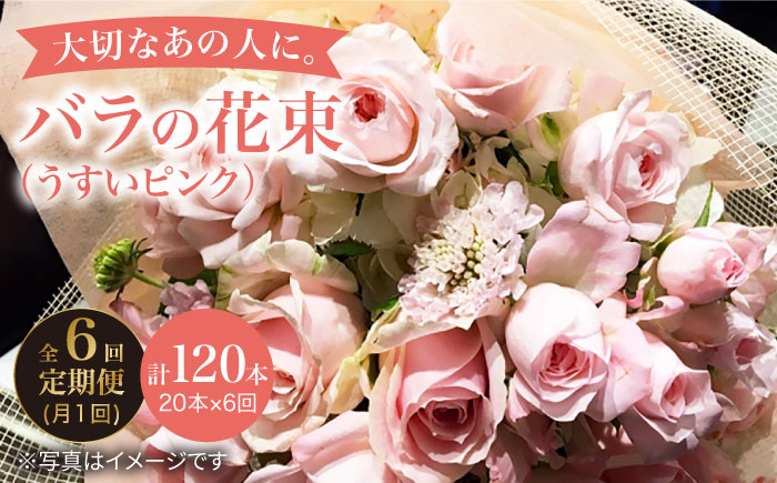 
                  【6回定期便】【記念日には バラ を送ろう】 バラ の 花束 （薄い ピンク ） 花 花束 バラ ばら ブーケ 記念日 贈答 ギフト プレゼント ＜花工房るふらん＞ [CCR027]
                