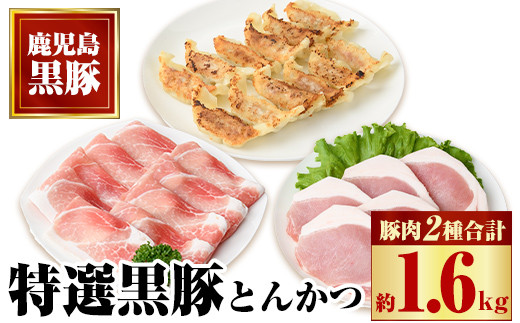 
            B02077 特選黒豚とんかつセット(計約1.6kg)、黒豚餃子(12個入×1P)付き！  鹿児島 国産 九州産 黒豚 豚肉 お肉 ロース モモ 餃子 ぎょうざ 焼肉 とんかつ【和田養豚】
          