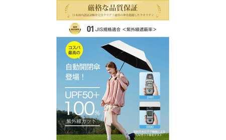 自動開閉折りたたみ傘 6本骨　水色× ホワイト　【11100-2040】