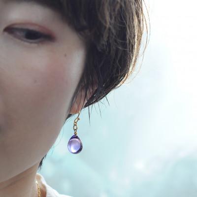 ふるさと納税 長沼町 【Soukore】ガラスアクセサリー・ラベンダー&トワイライト・イヤリング(シルバー) |  | 03