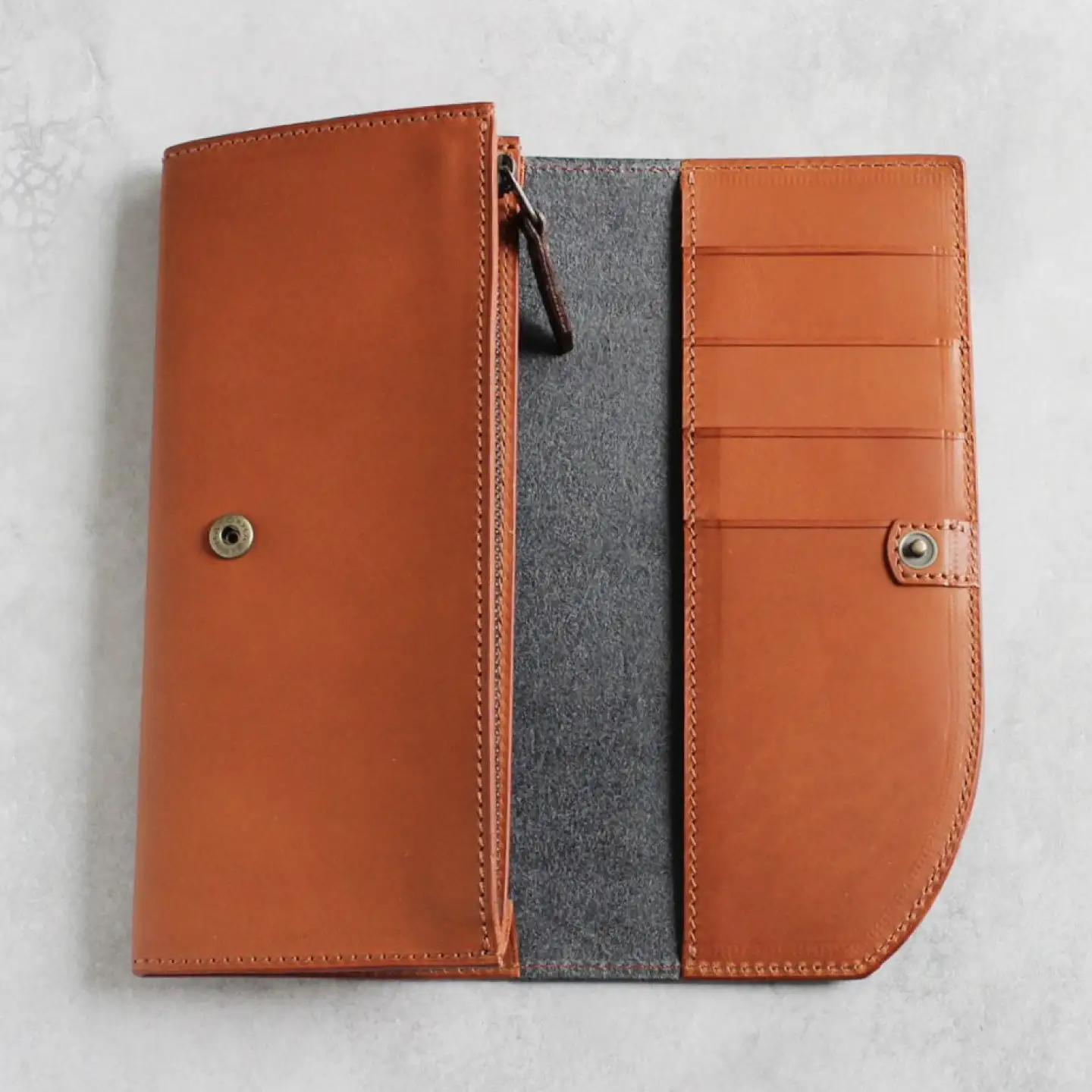 tanikoオリジナル バイカラー長財布(紺×赤茶） ウォレット 財布 [AXAP014]