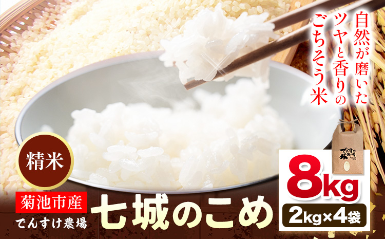 【先行予約】令和8年産 精米 七城のこめ 8kg《11月上旬-11月末頃出荷》熊本県 菊池市 米 白米 ヒノヒカリ でんすけ農場