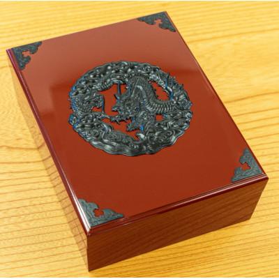 ふるさと納税 利府町 仙台箪笥　文箱　朱色漆塗　竜金具