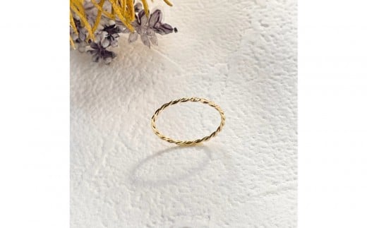 K18 ねじねじリング（ハンドメイド）【サイズ：3号】