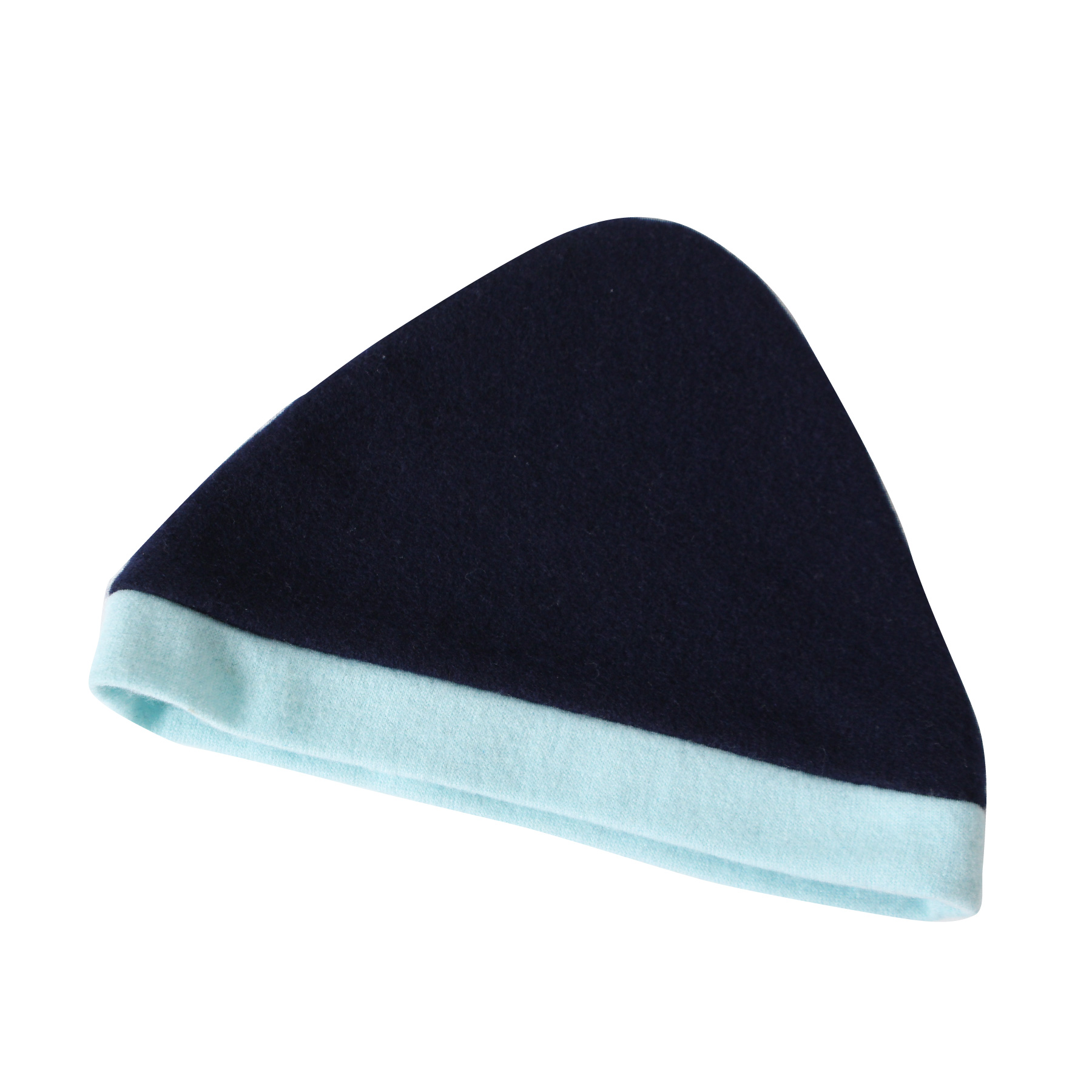 D16-02 SKINCASHMERE KNITCAP ベビー用【ネイビー×ミント】