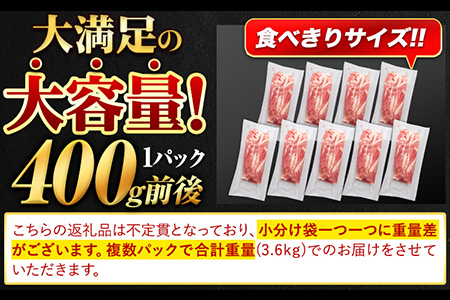 熊本うまかポーク 切り落とし 約400g前後×9袋 計3.6kg 全パック切り落とし  《1-5営業日以内に出荷予定(土日祝除く)》 冷凍 豚 個別 個別包装 大容量 ブタ 豚肉 小分け 切り落とし 