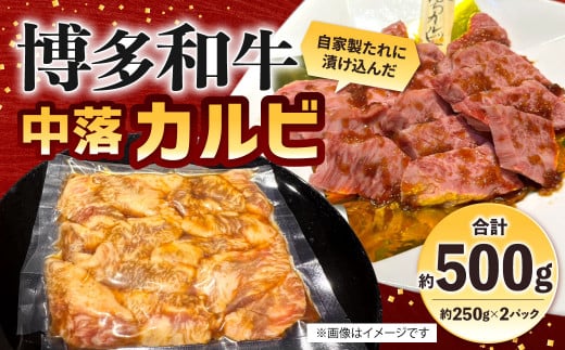 自家製たれ漬けに漬け込んだ 博多和牛 中落カルビ 約500g（約250g×2パック）中落ちカルビ カルビ 牛肉 肉 博多和牛 自家製たれ 冷凍 福岡県産