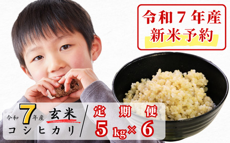 《令和7年産新米予約・10月ごろよりお届け開始》【6回定期便】玄米 5kg 令和7年産 コシヒカリ 岡山 あわくら源流米 K-ab-CECA