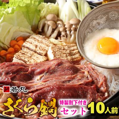 ふるさと納税 飯島町 桜鍋セット10人前!ヘルシー馬肉ですき焼き★若丸特製濃縮割り下付き!お肉は200g×5パックで便利!