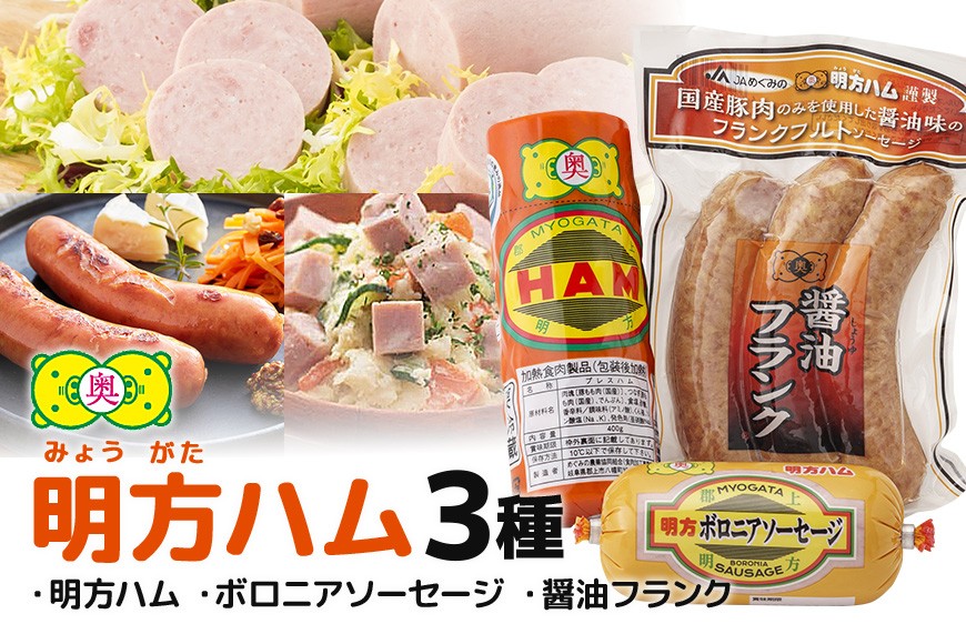 
            明方ハム 詰合せ 選べる Aセット Bセット 明方ハム ボロニアソーセージ 醤油フランク 特産品 加工品 農協 (499)
          