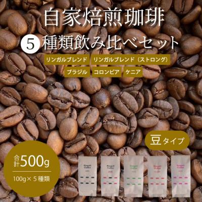 ふるさと納税 三原市 【自家焙煎】コーヒー豆500g(100g×5種)飲み比べセット[194-004]