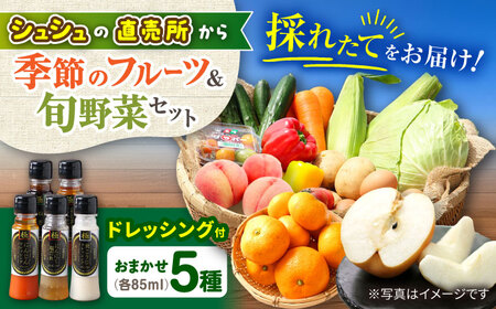 野菜・果物の詰合せと極みドレッシング85ml×5本 / 野菜 やさい 果物 くだもの フルーツ ふるーつ ドレッシング  / 大村市 / おおむら夢ファームシュシュ[ACAA217]