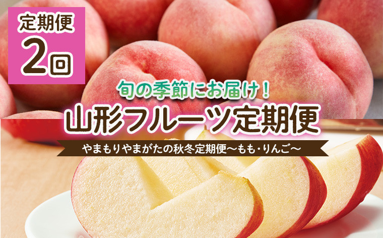 
            【定期便2回】やまもりやまがたの秋冬定期便～もも・りんご～ 【令和7年産先行予約】FU22-902 くだもの 果物 フルーツ 山形 山形県 山形市 2025年産
          