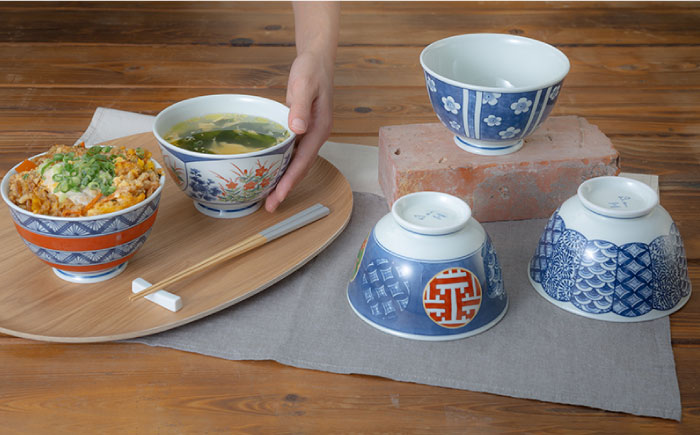 【波佐見焼】染錦文様 お好み丼揃 どんぶり 5点セット【西海陶器】 1 20637 [OA242]