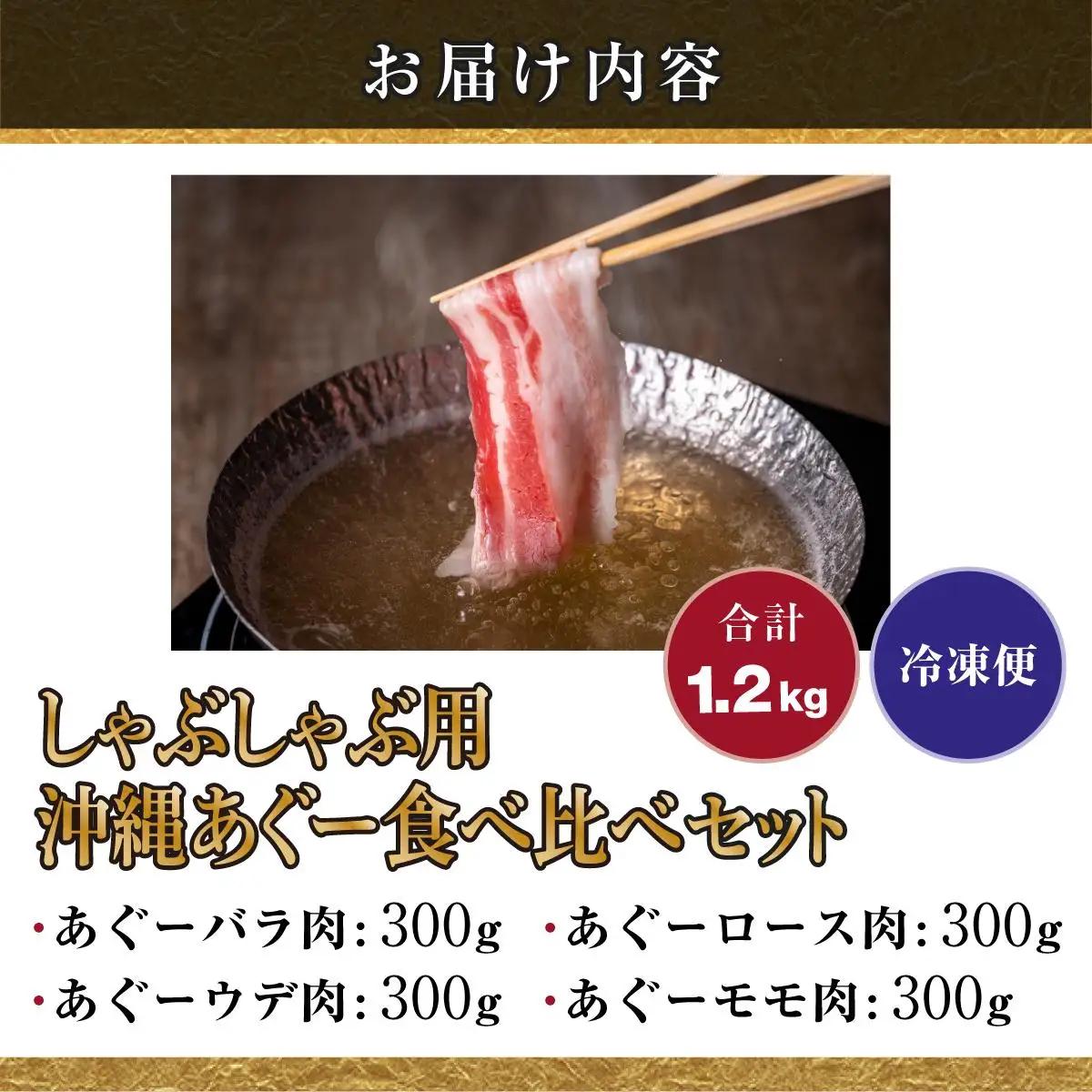 【ふるなびWEEK対象】【順次発送】沖縄あぐー豚 しゃぶしゃぶ食べ比べまんぷくセット（1.2kg） I  あぐー豚 しゃぶしゃぶ 沖縄県産  ブランド豚 沖縄県 南城市 ふるさと納税 沖縄県食肉センタ