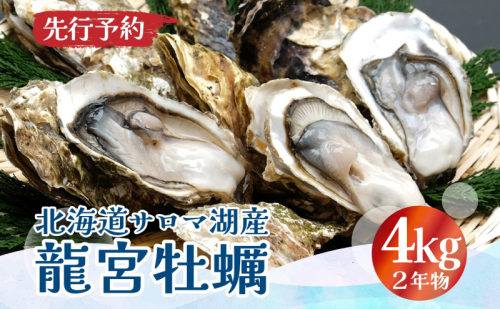 北海道 サロマ湖産 龍宮牡蠣 4kg（ 2年物 殻付き カキ ）カキナイフ付 牡蠣 海鮮 魚介 国産 貝付き 生牡蠣 生食 焼き牡蠣 蒸し牡蠣 冷蔵 産地直送 オホーツク