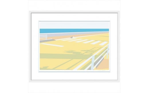 
【交差点で君を】直筆サイン入り　額付きジークレープリント　小田原にある景色　心象風景　片田舎の風景　子供の頃に見た風景　海　空　山
