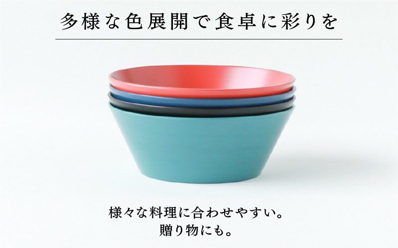 【RIN&CO.】越前硬漆 深ボウルM ノースグリーン（N-02）/ 刷毛目技法 真塗り技法 軽く丈夫な漆塗りの器＜越前漆器＞