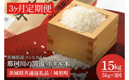 【数量限定】【3ヶ月定期便】【令和7年産】茨城県産コシヒカリ　那珂川の清流 ホタル米　計15kg（5kg×3回）（茨城県共通返礼品/城里町）お米 こめ コメ ごはん 精米 こしひかり 特A評価 単一米